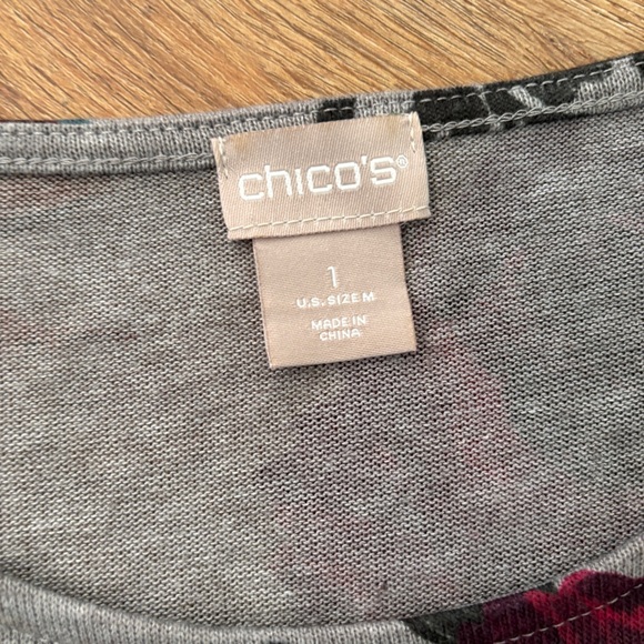 Chico’s Hi-Lo Floral Print Long Sleeve Knit Tunic Sz. M/8 (1) - Picture 5 of 10